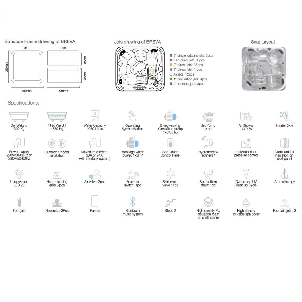 Jaquar Breva Spa Hot Tub Spa 5 Seater