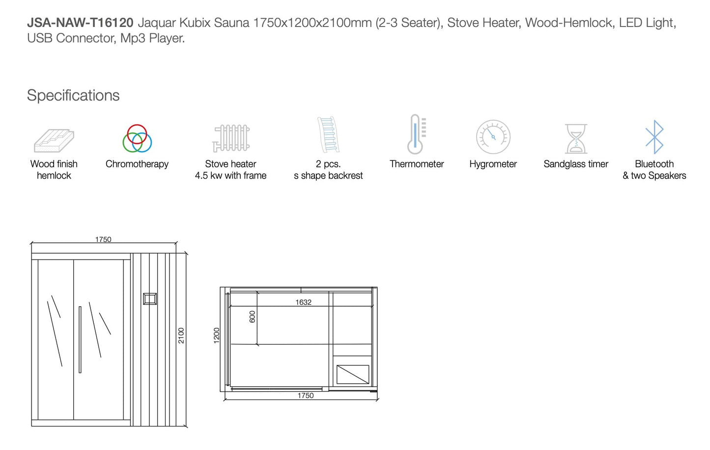 Jaquar Kubix Sauna (3-4 Seater)